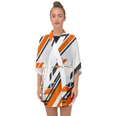 Abstract Art Pattern Half Sleeve Chiffon Kimono by Vaneshart