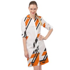 Abstract Art Pattern Long Sleeve Mini Shirt Dress