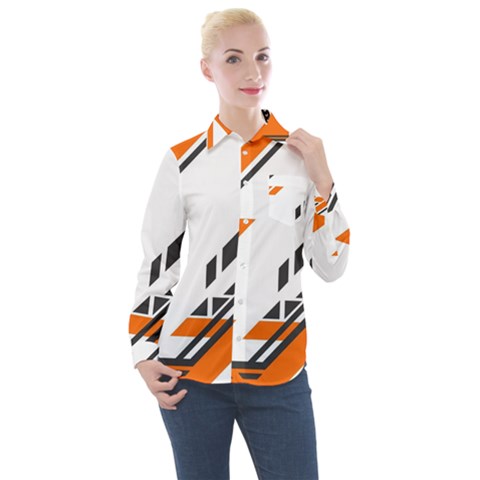 Abstract Art Pattern Women s Long Sleeve Pocket Shirt by Vaneshart