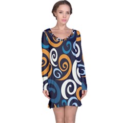 Colorful Curves Pattern Long Sleeve Nightdress by Vaneshart