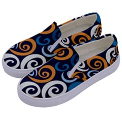 Colorful Curves Pattern Kids  Canvas Slip Ons by Vaneshart