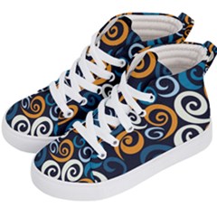 Colorful Curves Pattern Kids  Hi-top Skate Sneakers by Vaneshart