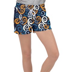 Colorful Curves Pattern Women s Velour Lounge Shorts by Vaneshart