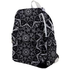 Black And White Pattern Monochrome Lighting Circle Neon Psychedelic Illustration Design Symmetry Top Flap Backpack by Vaneshart