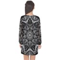 Black And White Pattern Monochrome Lighting Circle Neon Psychedelic Illustration Design Symmetry Long Sleeve Chiffon Shift Dress  View2