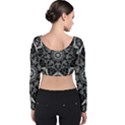 Black And White Pattern Monochrome Lighting Circle Neon Psychedelic Illustration Design Symmetry Velvet Long Sleeve Crop Top View2