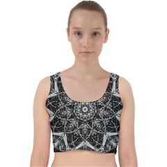 Black And White Pattern Monochrome Lighting Circle Neon Psychedelic Illustration Design Symmetry Velvet Racer Back Crop Top by Vaneshart