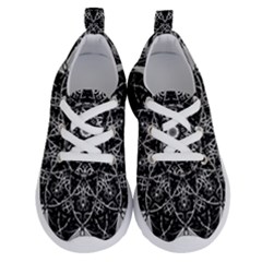 Black And White Pattern Monochrome Lighting Circle Neon Psychedelic Illustration Design Symmetry Running Shoes by Vaneshart