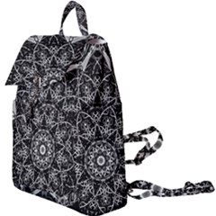 Black And White Pattern Monochrome Lighting Circle Neon Psychedelic Illustration Design Symmetry Buckle Everyday Backpack by Vaneshart