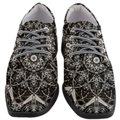 Black And White Pattern Monochrome Lighting Circle Neon Psychedelic Illustration Design Symmetry Women Heeled Oxford Shoes by Vaneshart