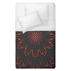 Abstract Glowing Flower Petal Pattern Red Circle Art Illustration Design Symmetry Digital Fantasy Duvet Cover (single Size) by Vaneshart