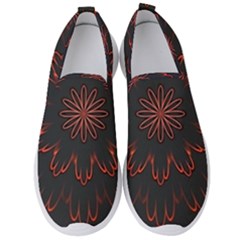 Abstract Glowing Flower Petal Pattern Red Circle Art Illustration Design Symmetry Digital Fantasy Men s Slip On Sneakers by Vaneshart