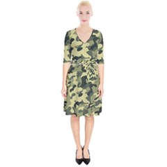 Army Camo Pattern Wrap Up Cocktail Dress