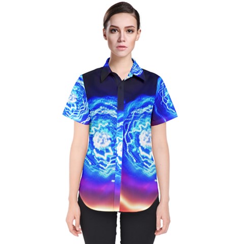 Light Circle Ball Sphere Organ Shape Physics Volgariver Ununseptium Z117 Unoptanium Island Women s Short Sleeve Shirt by Vaneshart