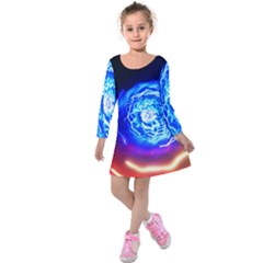 Light Circle Ball Sphere Organ Shape Physics Volgariver Ununseptium Z117 Unoptanium Island Kids  Long Sleeve Velvet Dress by Vaneshart