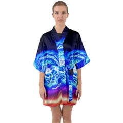 Light Circle Ball Sphere Organ Shape Physics Volgariver Ununseptium Z117 Unoptanium Island Half Sleeve Satin Kimono  by Vaneshart