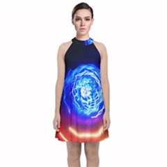 Light Circle Ball Sphere Organ Shape Physics Volgariver Ununseptium Z117 Unoptanium Island Velvet Halter Neckline Dress  by Vaneshart