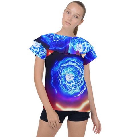 Light Circle Ball Sphere Organ Shape Physics Volgariver Ununseptium Z117 Unoptanium Island Ruffle Collar Chiffon Blouse by Vaneshart