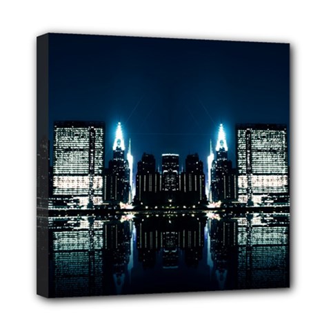 Night City Landscape Mini Canvas 8  X 8  (stretched) by Vaneshart