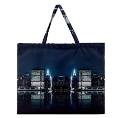 Night City Landscape Zipper Large Tote Bag by Vaneshart