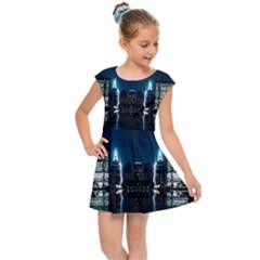 Night City Landscape Kids  Cap Sleeve Dress by Vaneshart