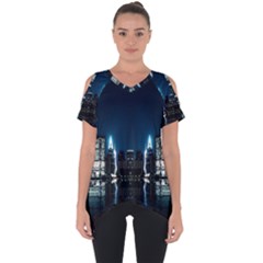 Night City Landscape Cut Out Side Drop Tee by Vaneshart