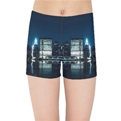 Night City Landscape Kids  Sports Shorts by Vaneshart