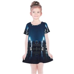 Night City Landscape Kids  Simple Cotton Dress by Vaneshart