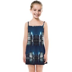 Night City Landscape Kids  Summer Sun Dress by Vaneshart