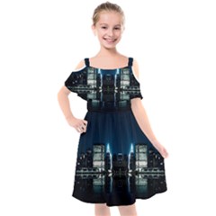 Night City Landscape Kids  Cut Out Shoulders Chiffon Dress by Vaneshart