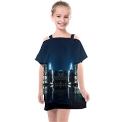 Night City Landscape Kids  One Piece Chiffon Dress by Vaneshart