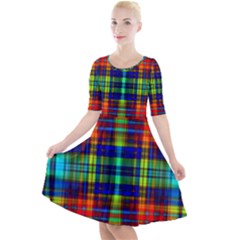 Plaid 6 Quarter Sleeve A-line Dress by ArtworkByPatrick