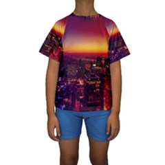 Buiding City Kids  Short Sleeve Swimwear by Vaneshart