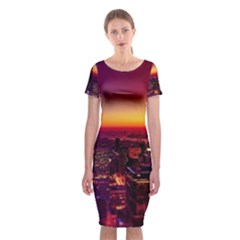 Buiding City Classic Short Sleeve Midi Dress by Vaneshart