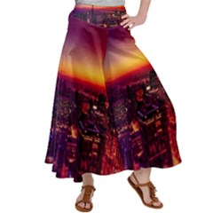 Buiding City Satin Palazzo Pants by Vaneshart