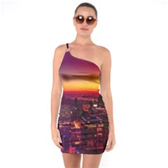 Buiding City One Soulder Bodycon Dress by Vaneshart