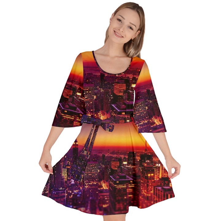 Buiding City Velour Kimono Dress