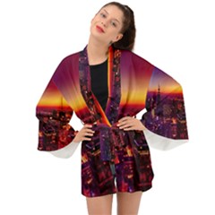 Buiding City Long Sleeve Kimono