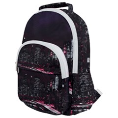 New York City Night Rounded Multi Pocket Backpack by Vaneshart