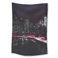 New York City Night Large Tapestry by Vaneshart