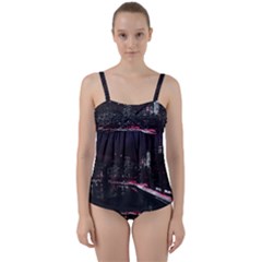 New York City Night Twist Front Tankini Set by Vaneshart