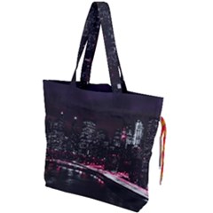 New York City Night Drawstring Tote Bag by Vaneshart