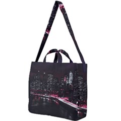 New York City Night Square Shoulder Tote Bag by Vaneshart