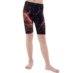 Light Night Dark Sparkler Firework Darkness Bonfire Celebrate Thanksgiving Screenshot Special Effect Kids  Mid Length Swim Shorts by Vaneshart