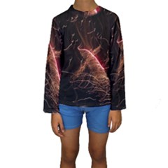 Light Night Dark Sparkler Firework Darkness Bonfire Celebrate Thanksgiving Screenshot Special Effect Kids  Long Sleeve Swimwear by Vaneshart