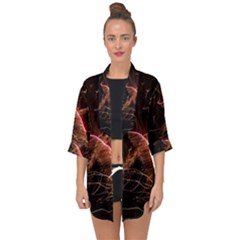 Light Night Dark Sparkler Firework Darkness Bonfire Celebrate Thanksgiving Screenshot Special Effect Open Front Chiffon Kimono by Vaneshart