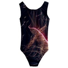 Light Night Dark Sparkler Firework Darkness Bonfire Celebrate Thanksgiving Screenshot Special Effect Kids  Cut-out Back One Piece Swimsuit by Vaneshart