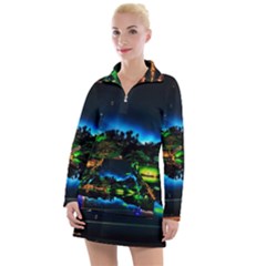 Night City Women s Long Sleeve Casual Dress by Vaneshart