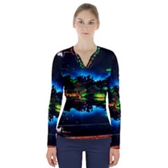 Night City V-neck Long Sleeve Top by Vaneshart