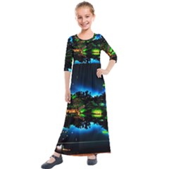 Night City Kids  Quarter Sleeve Maxi Dress by Vaneshart